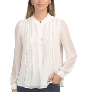 Adrianna Papell Chiffon long sleeve shirt blouse
